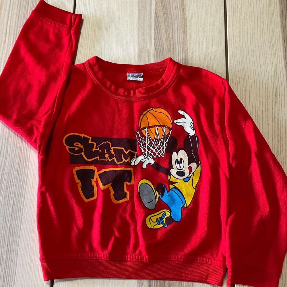Vtg Disney Mickey Mouse Slam it Crewneck Youth XS